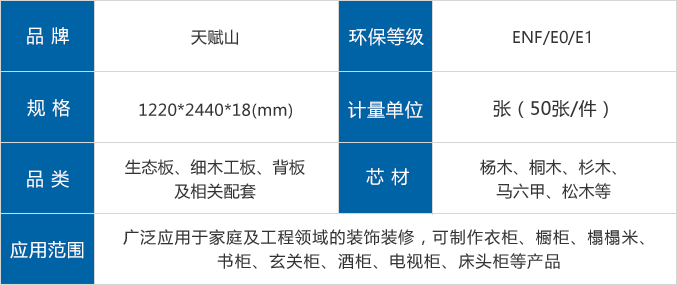 先天山生态板参数